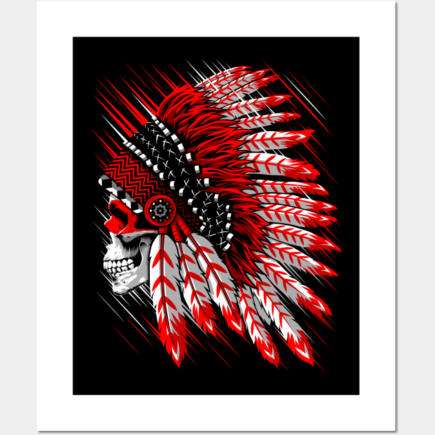 Indian Chief Skull Wall Art by albertocubatas